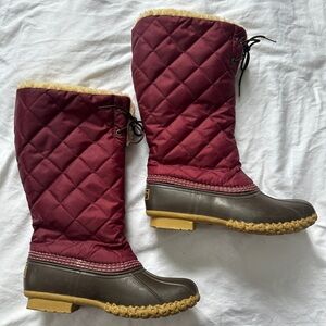 Quilted Burgundy and Brown Women's Boots